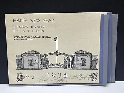 1936 Happy New Year Us Naval Training Station Holiday Dinner Menu Usn Navy Ww2 • $29.95