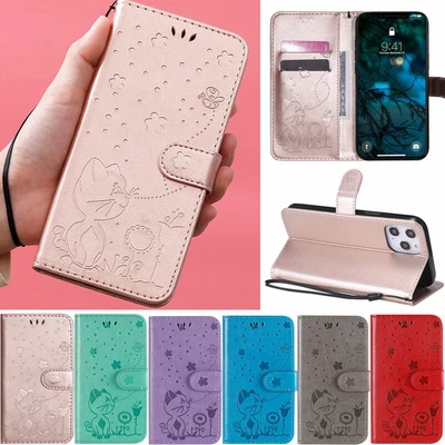 $13.08 • Buy Cat Bee Wallet Leather Flip Case Cover For IPhone 14 13 12 Pro Max XS XR 11 7 8