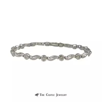 Gabriel & Company Bezel Set .47cttw Round Diamond & Open Link 7.5” Bracelet In 1 • $1089