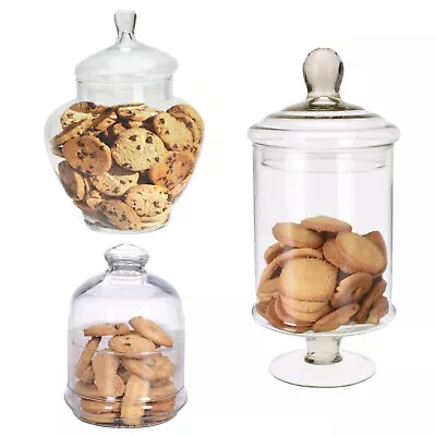 Large Glass Cookie Jar Storage Pot Biscotti Biscuit Sweets Snacks Candy Buffet • £14.99