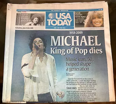 USA Today Newspapers On Death Of Michael Jackson June 26 2009 - July 8 • $0.99