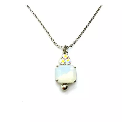 Necklace Pendant By Mariana Sweet Summer Coll. Glitzy Square White Opal & AB ... • $76