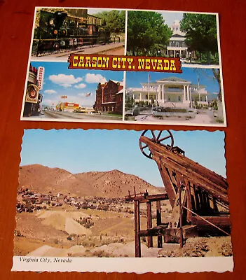 2 Vintage Mining Town Postcards Virginia City Kit Carson City Nevada Postcards • $9.99