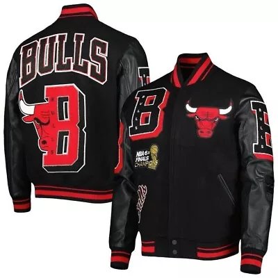 Men’s Black Pro Standard Chicago Bulls Mash Up Wool/Pu Varsity Jacket • $32.32