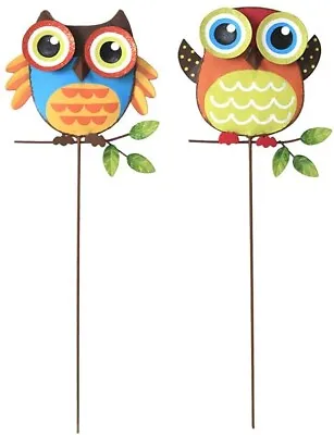 Metal Owl Garden Stake Set Of 2 Indoor Outdoor Owl Decor For Patio Lawn  • $24.75