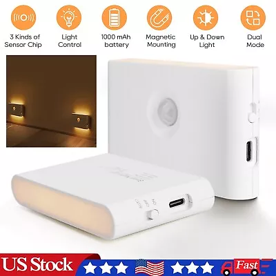 Wireless PIR Motion Sensor Night Light USB Rechargeable Stair Bedside Wall Lamp • $10.99