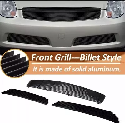 Fits 2005-2006 Infiniti G35 Sedan Front Black Billet Grille Grill Insert Combo • $40