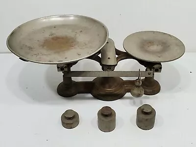 Antique Henry Troemner Cast Iron Balance Scale Weights And Pan 1880’s #2  • $127.46