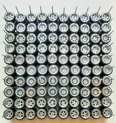 Hot Wheels 50 Sets Mixed Silver Style Rims & Real Rider Rubber Tires 1/64 11MM • $89.99