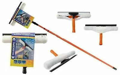 £16.99 • Buy Extra Long Window Cleaning Kit Extendable Telescopic Squeegee Glass Cleaner-Pole