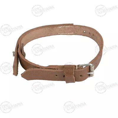 WW2 German Zeltbahn Equipment Strap - Brown Leather Poncho Tent • £10.45