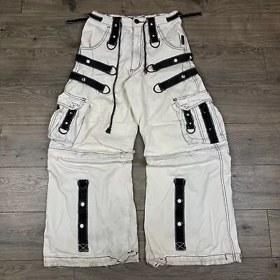 Vintage Tripp NYC Rave Pants Mens XS White Cargo Convertible Y2K Cyber Goth Stud • $249.95