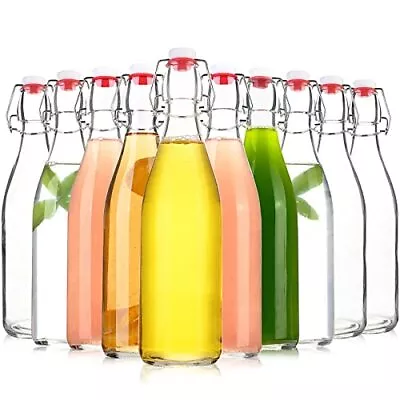 $36.53 • Buy Clear Glass Bottle With Swinging Top For Airtight Lids 16oz 10 Pack Beer Bottles