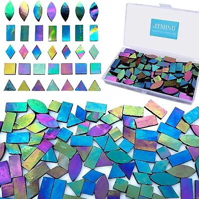Iridescent Glass Mosaic Tiles Kits For Crafts 240 Pieces 5 Shapes Mixed Stained • $36