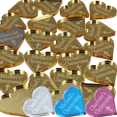 £11.99 • Buy Personalised Christening Favours Gifts Boys Girl Cross Heart Baptism Decoration