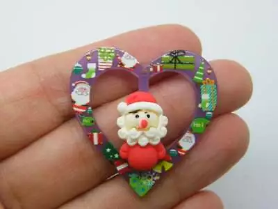 4 Santa Father Christmas Heart Pendants Acrylic CT389 • £2.30
