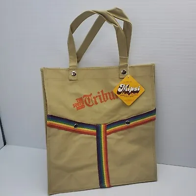 Vintage The South Bend Times Tote Bag Canvas Mipsi Rainbow Trim 80's Newspaper • $19.99