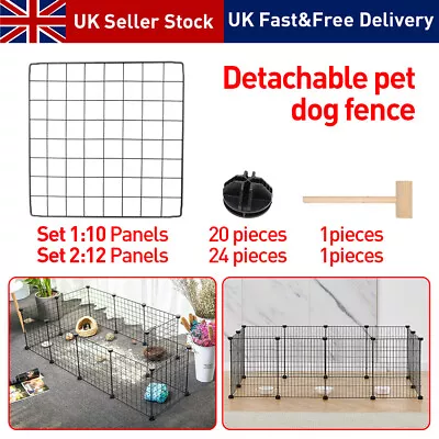 12/10 Panels Pet Dog Play Pen Puppy Rabbit Playpen DIY Detachable Cage Fence UK • £14.99