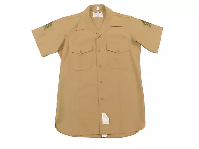 USMC Khaki Shirt Medium Short Sleeve Service Dress Dacron Poly/Wool US Marine • $14.65