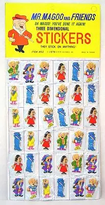 Mr. Magoo Puffy Stickers 1979 Vintage Store Display Card Of 36 • $17.98