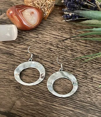 £5.18 • Buy SALE Hammered Silver Circle Earrings Round Bohemian Ethnic Simple 925 Handmade