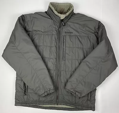 Simms Primaloft Fishing Jacket Men’s M Quilted Puffer Embroidered Logo Gray • $65