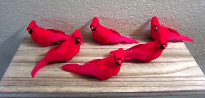 Cardinal Clip On Christmas Tree Ornament Set Of 6 Red Bird 4 Inch Long • $11.95