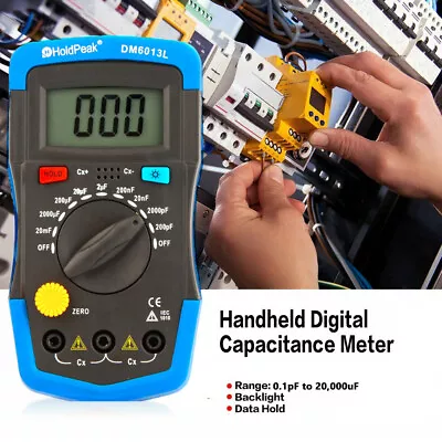 HOLDPEAK Digital Capacitance Meter Capacitor Tester 1999Counts 0.1pF To 20000uF • £15.53