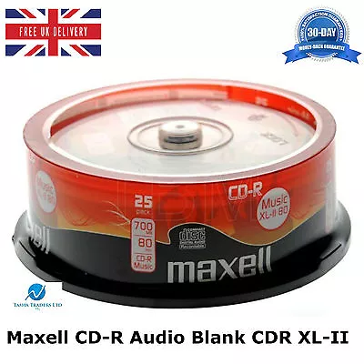 £15.99 • Buy 25 Pack Maxell CD-R CDR XL-II Audio Music 80 MINS Recordable Blank Discs CD's HQ
