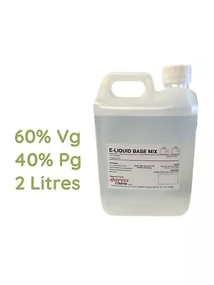 1 X 2 Litre 60% VG 40% Pg Vegetable Glycerine Propylene Glycol Mix EP/USP Grade • £19.99