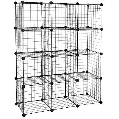 12-Cube Wire Cube Storage Organizer Shelving Wire Shelves Rack Modular Bookshelf • $38.58