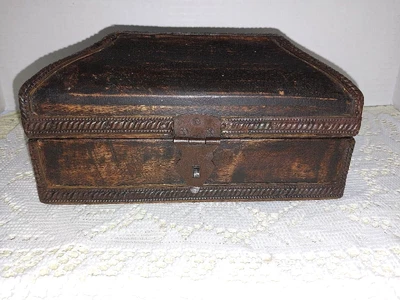 $35 • Buy Rustic, Wood Box With Metal Strapping, Lock Loop, Wood Casket, Dome Top