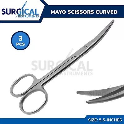 3 Pcs Mayo Scissors 5.5  Curved Surgical Instrument Stainless Steel German Grade • $12.99
