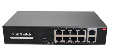 8 Port PoE Switch With 2 Uplink 120W Extend To 250Meter Unmanaged 803.af/at • $32.99