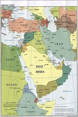 Poster Many Sizes; Cia Map Of Middle East Iraq Iran Israel 2010 • $156.11