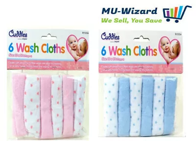 6 Soft Baby Face Wash Cloths Towel Flannel Machine Wash 0 Months + 20 • £3.99