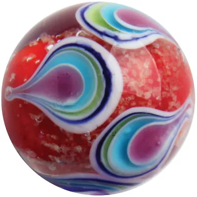 22mm NAMASTE Handmade GLOW IN THE DARK Art Glass Red Marble Ball 7/8  SHOOTER • $8.95