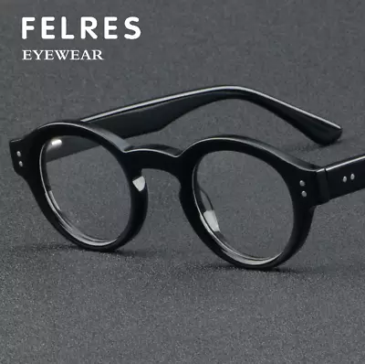 Men Women Thick Frame Acetate Eyeglasses Clear Lens Round Retro Glasses Frames  • $19.99