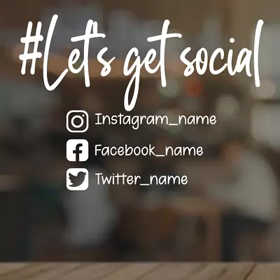 Lets Get Social Media Sticker Decal Instagram Facebook Twitter Name Business Tag • $19.50