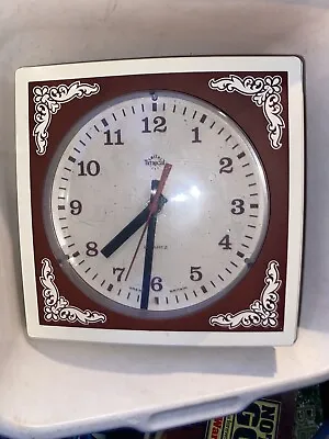 Vintage Retro 1960's/70's Smiths Timecal Two Tone Brown Quartz Wall Clock • £12