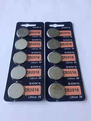 10 X Sony CR 2016 Battery 3V Lithium Coin Cell • £5.69