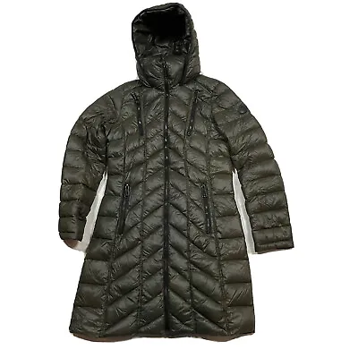 Calvin Klein Coat Womens XS Army Green Packable Down Puffer Long Hooded • $44.40