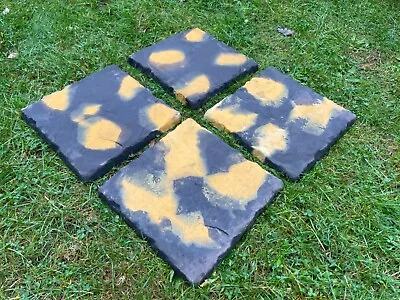 Set Of Four Black And Yellow Old York Wavy Edge Large Paving Slabs • £21