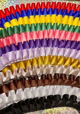£3.25 • Buy 25mm Box Pleated Ribbon Many Colours For Rosettes Or Crafts