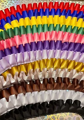 £3.25 • Buy 25mm Box Pleated Ribbon Many Colours For Rosettes Or Crafts