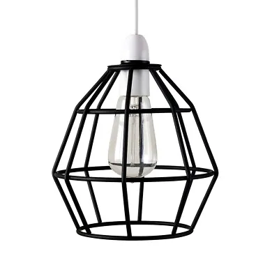 Ceiling Light Shade Industrial Metal Cage Living Room Lampshade Easy Fit Pendant • £11.04