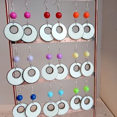 £3.95 • Buy Thick Hoop Earrings Acrylic CHOOSE Colours 60 S Style Party Retro Vintage Fun