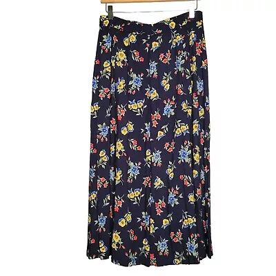 Vintage Sag Harbor 90's Women's M Rayon Button Front Maxi Skirt Pull On Floral N • $30