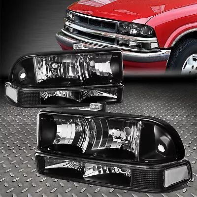 For 98-04 Chevy S10 Pickup Blazer Black/clear Corner Headlight Bumper Head Lamp • $78.88