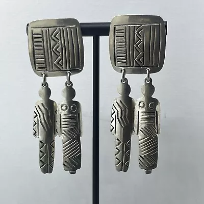 Vintage Taxco Earrings- Large Tribal Style Southwest Statement Earrings- Mexico • $50